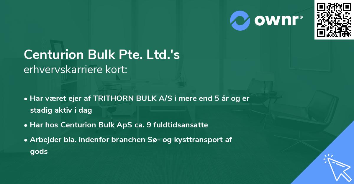 Centurion Bulk Pte. Ltd.'s erhvervskarriere kort