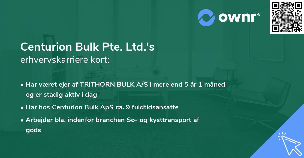 Centurion Bulk Pte. Ltd.'s erhvervskarriere kort