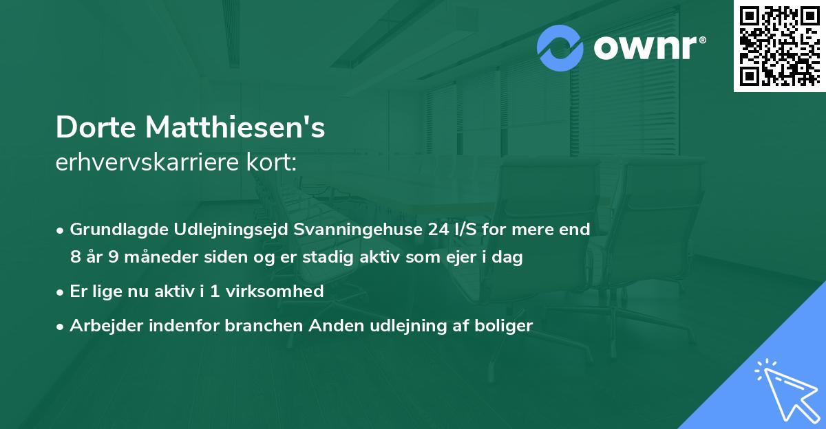 Dorte Matthiesen's erhvervskarriere kort