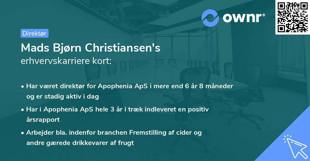 Mads Bjørn Christiansen's erhvervskarriere kort