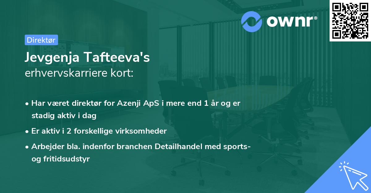 Jevgenja Tafteeva's erhvervskarriere kort