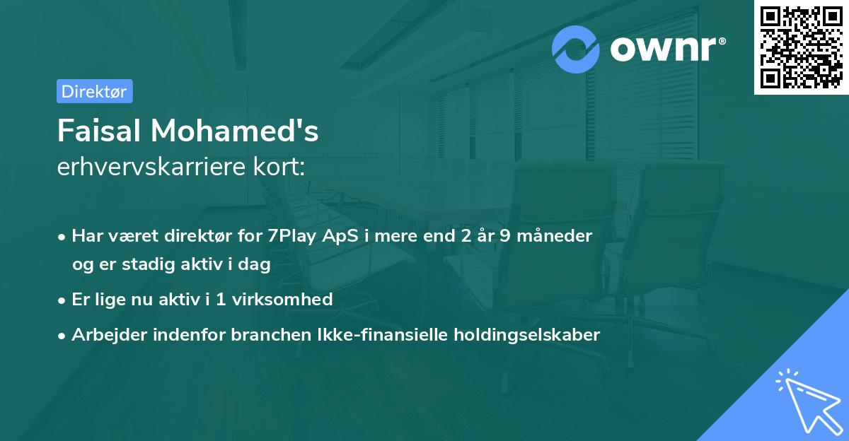 Faisal Mohamed's erhvervskarriere kort
