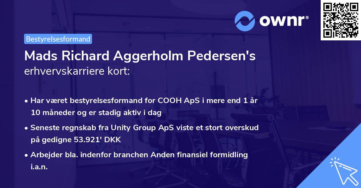 Mads Richard Aggerholm Pedersen's erhvervskarriere kort
