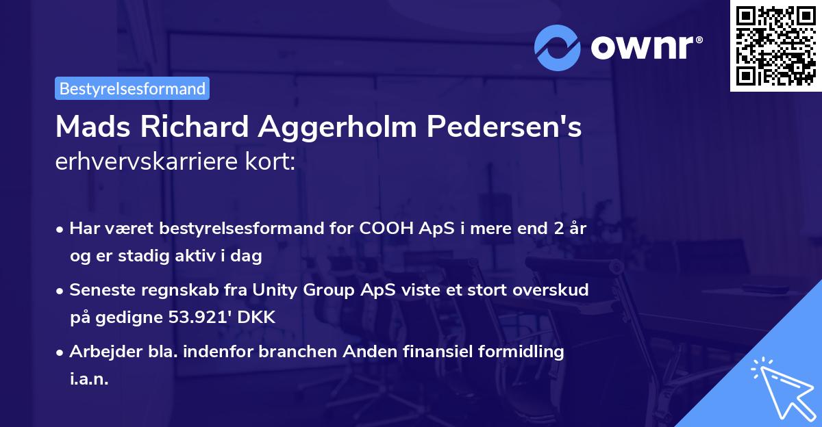 Mads Richard Aggerholm Pedersen's erhvervskarriere kort