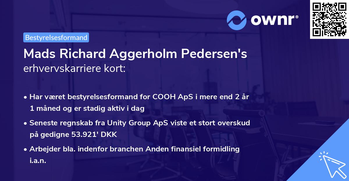 Mads Richard Aggerholm Pedersen's erhvervskarriere kort