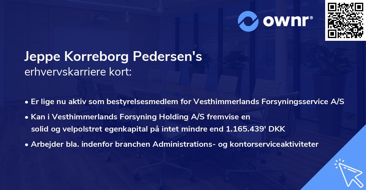 Jeppe Korreborg Pedersen's erhvervskarriere kort