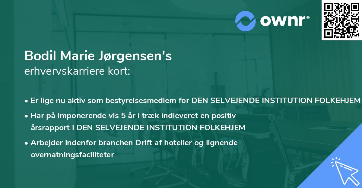 Bodil Marie Jørgensen's erhvervskarriere kort