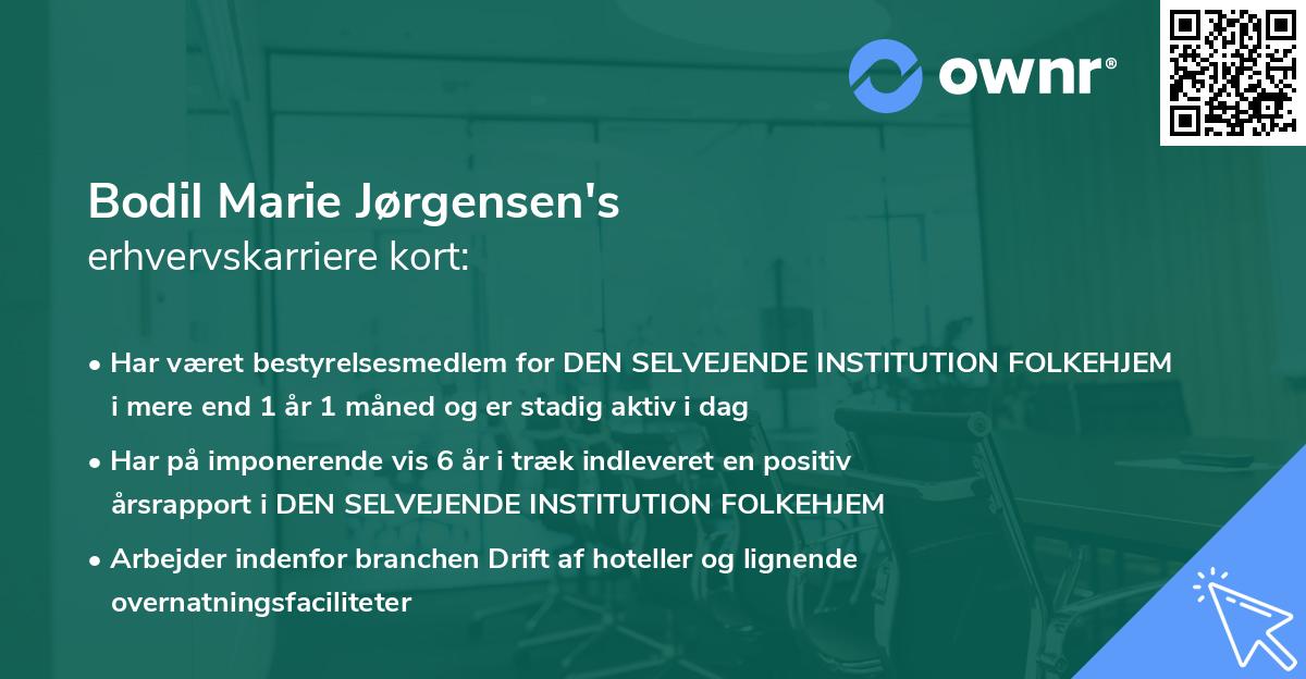Bodil Marie Jørgensen's erhvervskarriere kort