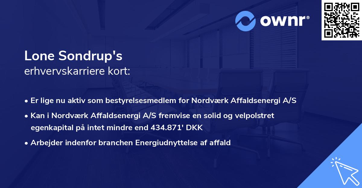 Lone Sondrup's erhvervskarriere kort