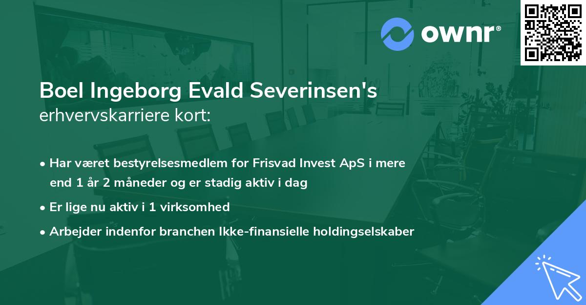 Boel Ingeborg Evald Severinsen's erhvervskarriere kort