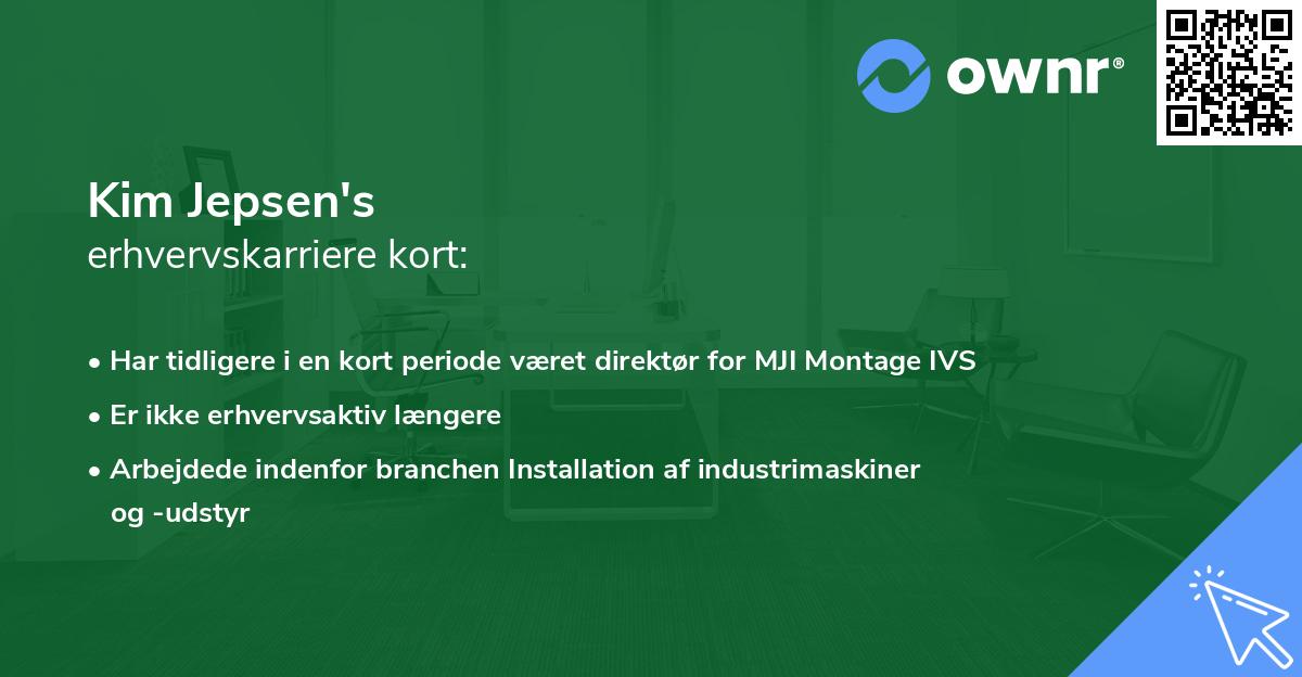 Kim Jepsen's erhvervskarriere kort