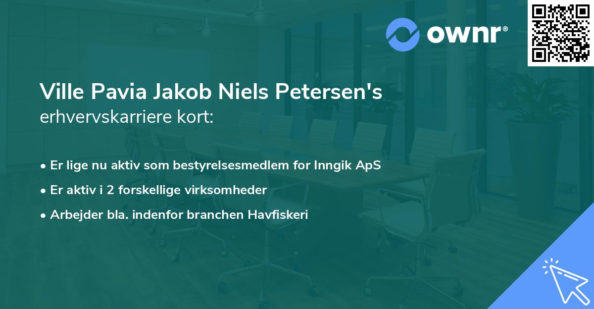 Ville Pavia Jakob Niels Petersen's erhvervskarriere kort