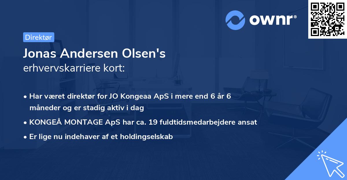 Jonas Andersen Olsen's erhvervskarriere kort