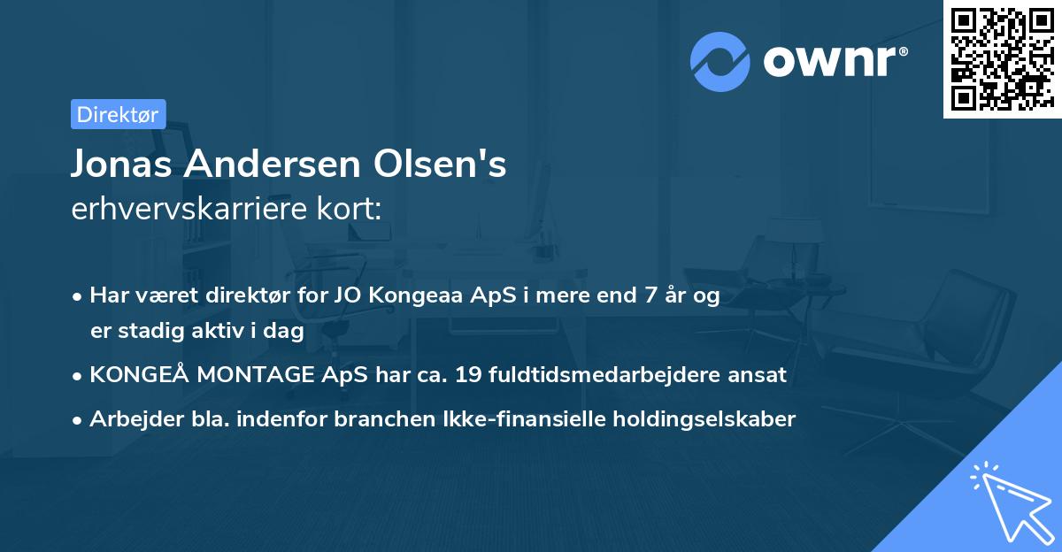 Jonas Andersen Olsen's erhvervskarriere kort