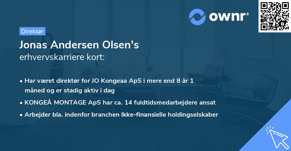 Jonas Andersen Olsen's erhvervskarriere kort