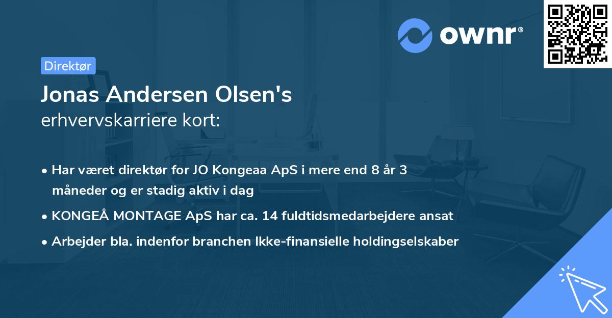 Jonas Andersen Olsen's erhvervskarriere kort