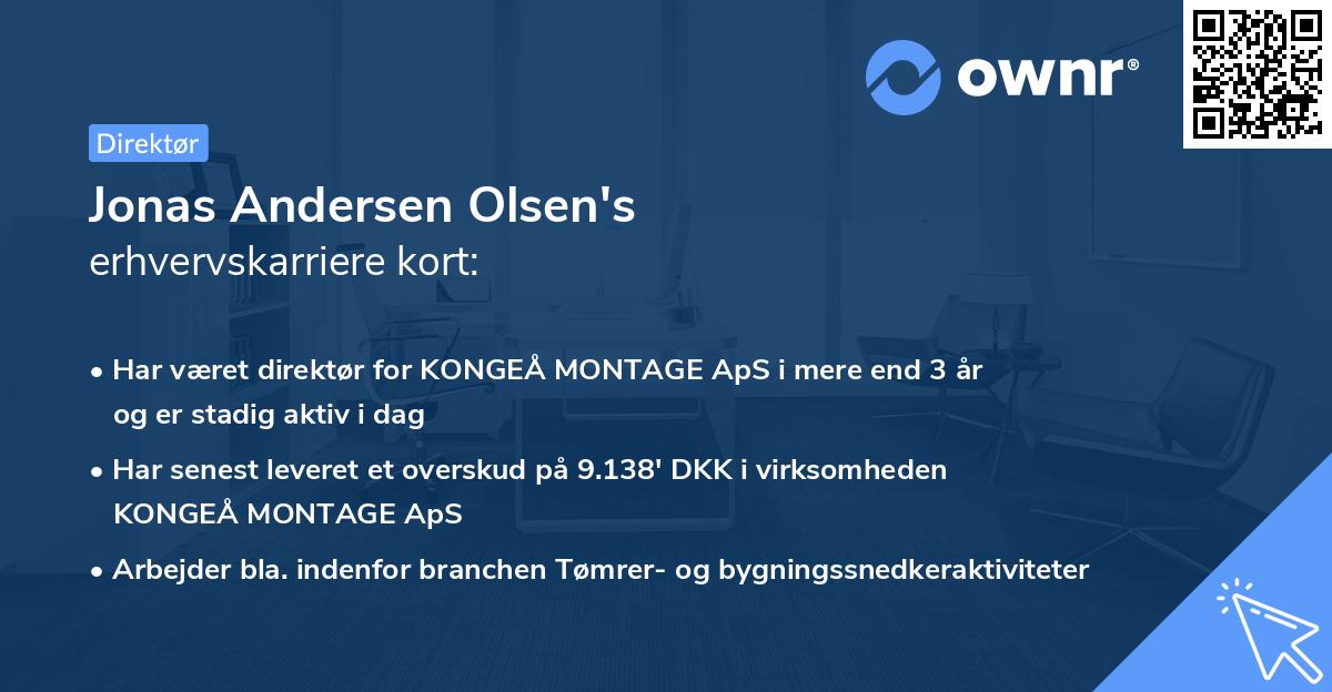 Jonas Andersen Olsen's erhvervskarriere kort