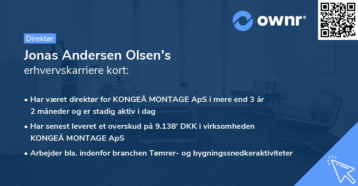 Jonas Andersen Olsen's erhvervskarriere kort