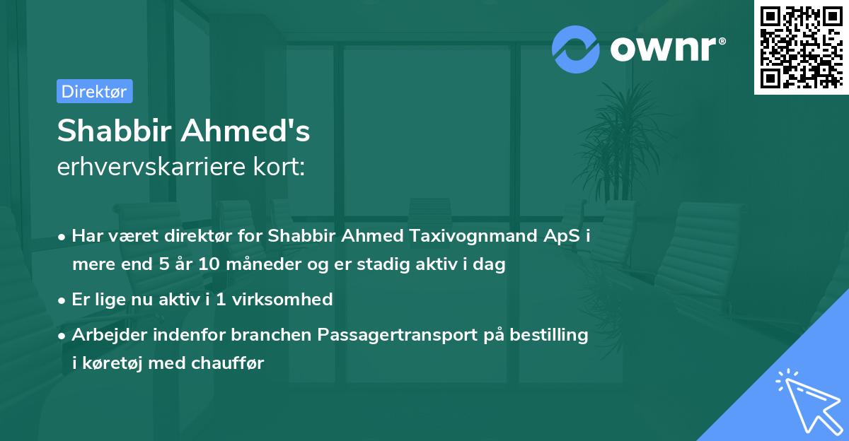 Shabbir Ahmed's erhvervskarriere kort