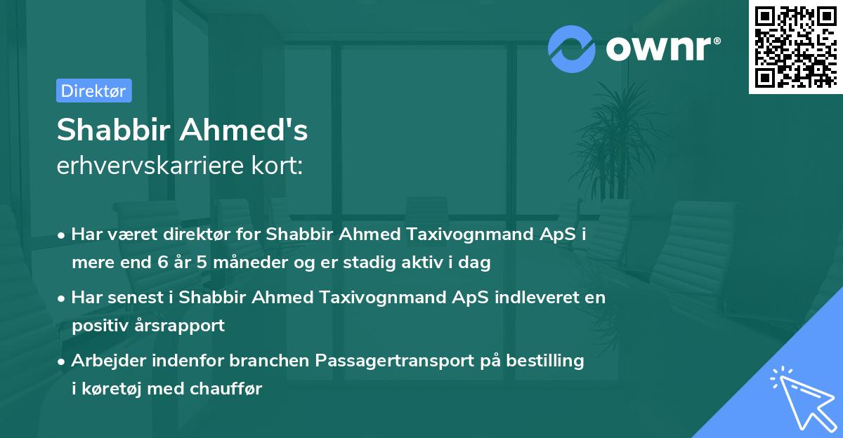 Shabbir Ahmed's erhvervskarriere kort