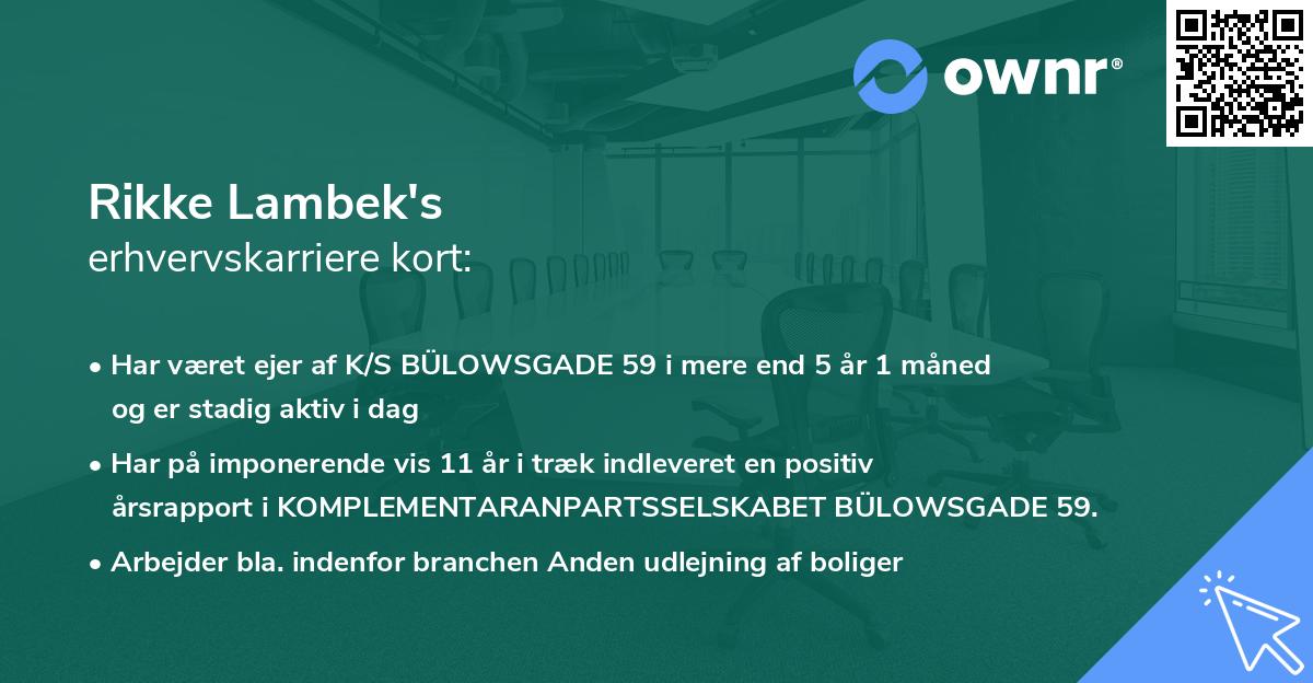 Rikke Lambek's erhvervskarriere kort