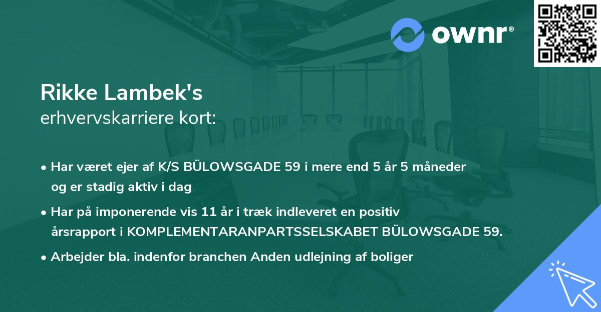 Rikke Lambek's erhvervskarriere kort