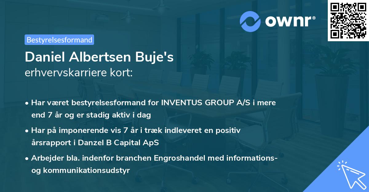 Daniel Albertsen Buje's erhvervskarriere kort