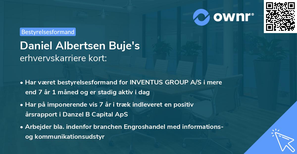 Daniel Albertsen Buje's erhvervskarriere kort