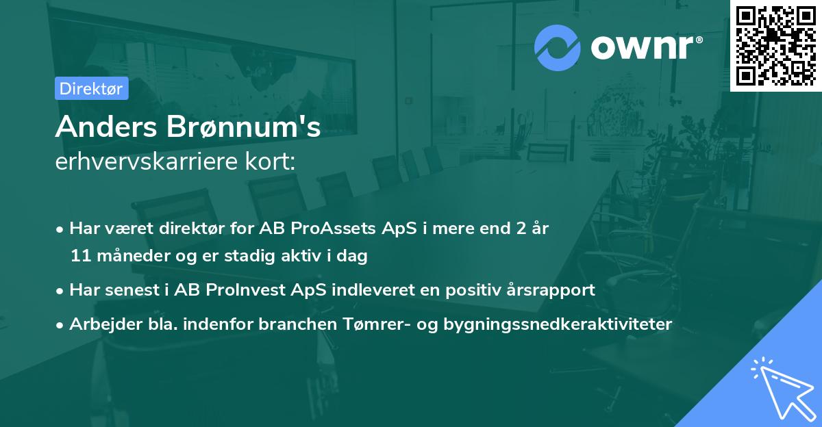 Anders Brønnum's erhvervskarriere kort