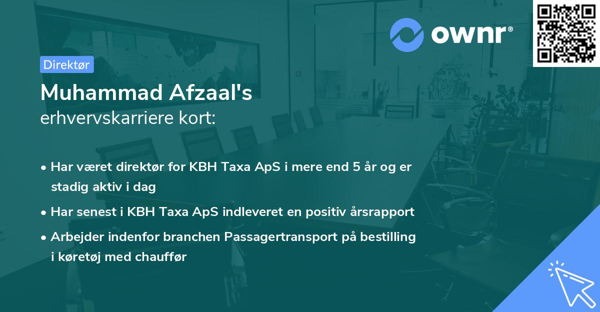 Muhammad Afzaal's erhvervskarriere kort