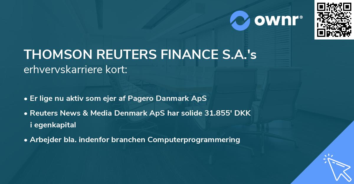 THOMSON REUTERS FINANCE S.A.'s erhvervskarriere kort