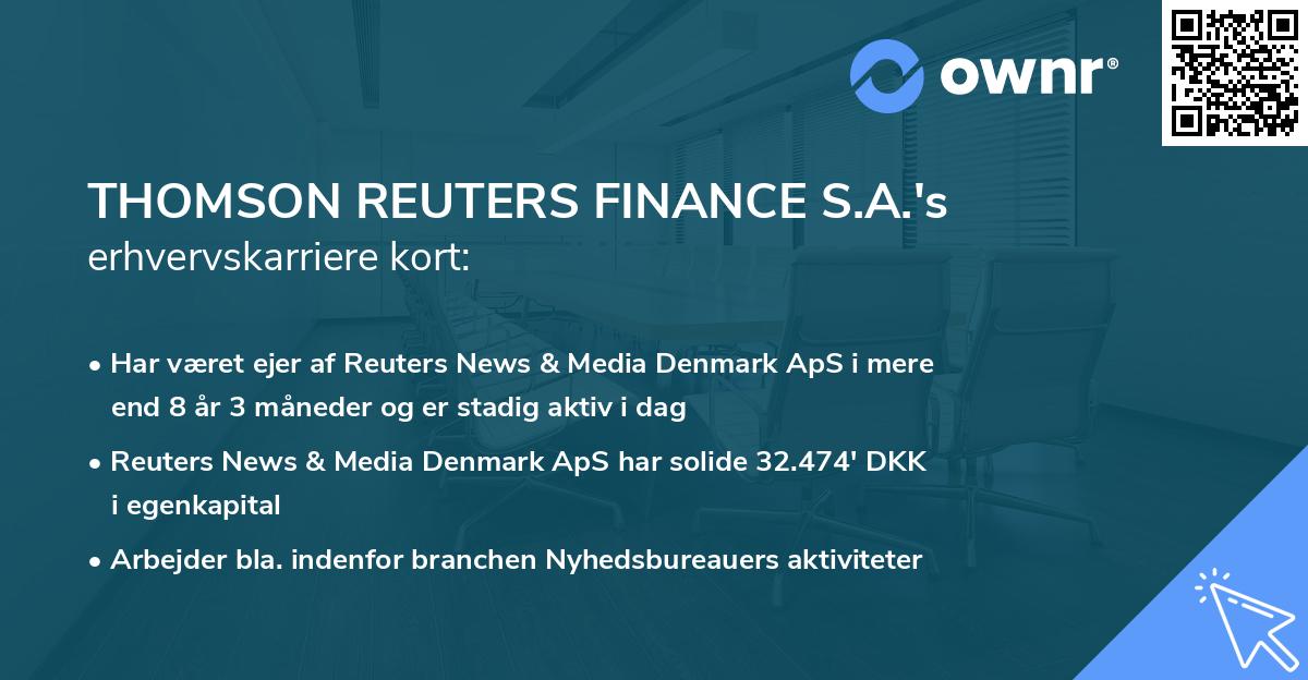 THOMSON REUTERS FINANCE S.A.'s erhvervskarriere kort