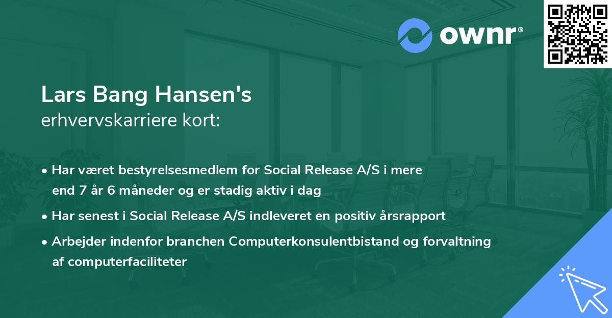Lars Bang Hansen's erhvervskarriere kort