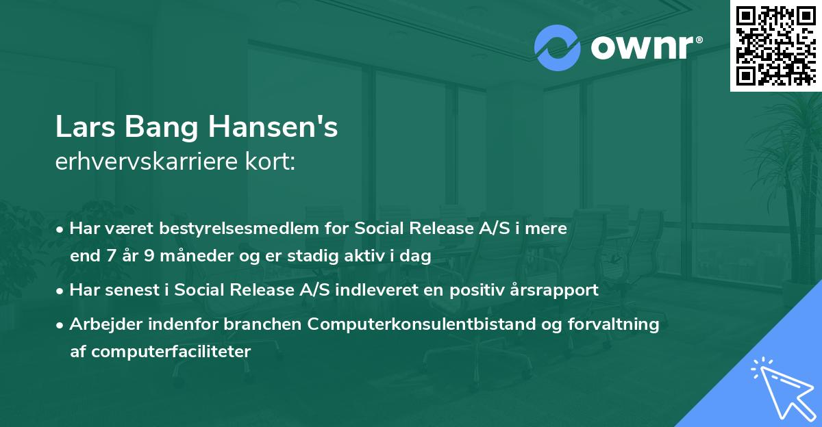 Lars Bang Hansen's erhvervskarriere kort