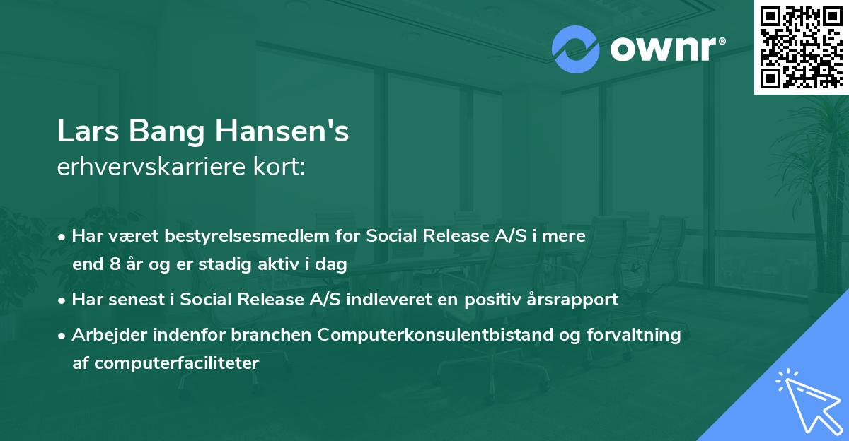 Lars Bang Hansen's erhvervskarriere kort
