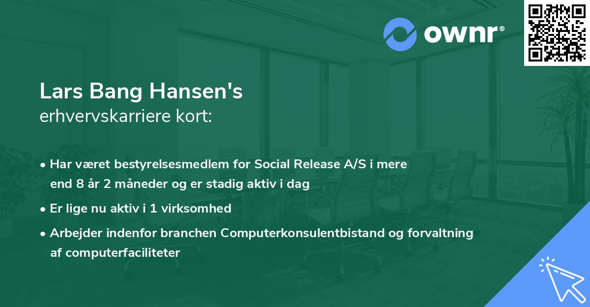 Lars Bang Hansen's erhvervskarriere kort