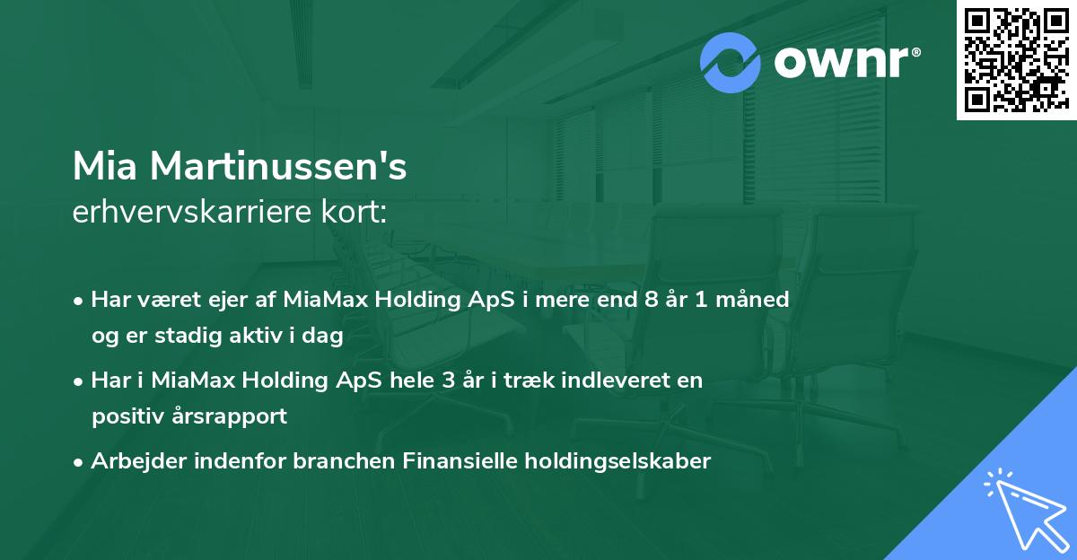 Mia Martinussen's erhvervskarriere kort