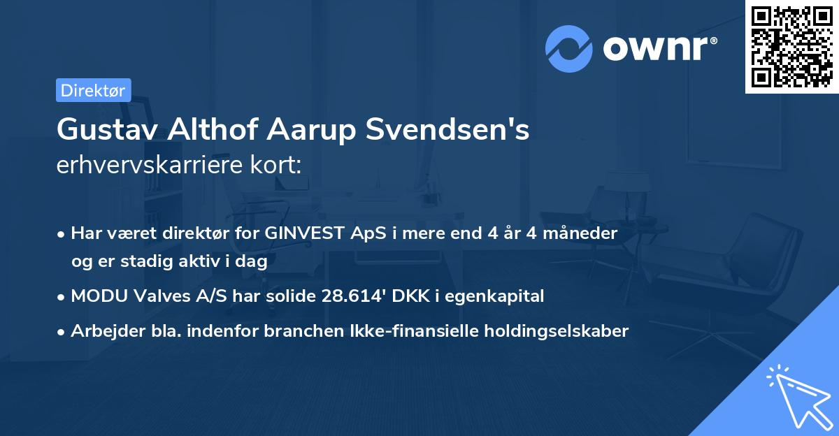 Gustav Althof Aarup Svendsen's erhvervskarriere kort