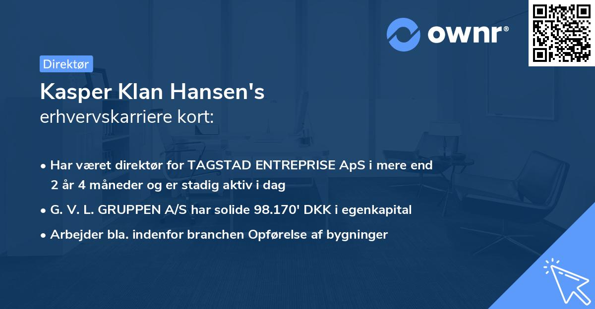 Kasper Klan Hansen's erhvervskarriere kort