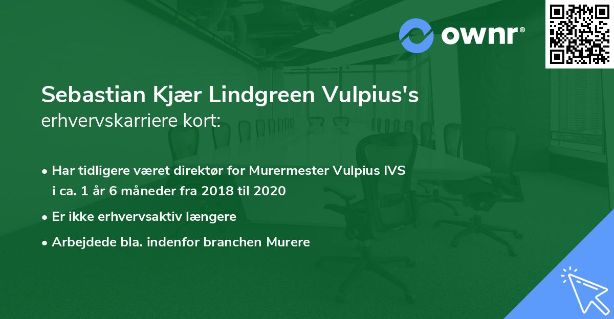 Sebastian Kjær Lindgreen Vulpius's erhvervskarriere kort