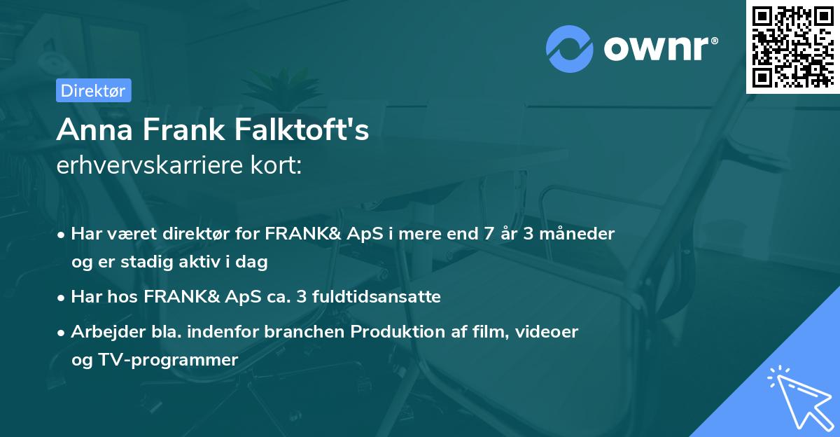 Anna Frank Falktoft's erhvervskarriere kort