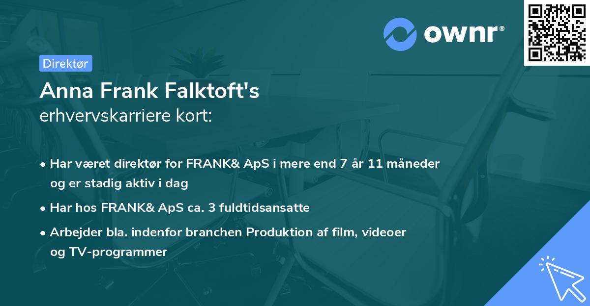 Anna Frank Falktoft's erhvervskarriere kort