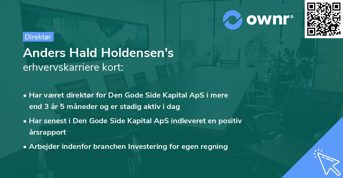 Anders Hald Holdensen's erhvervskarriere kort