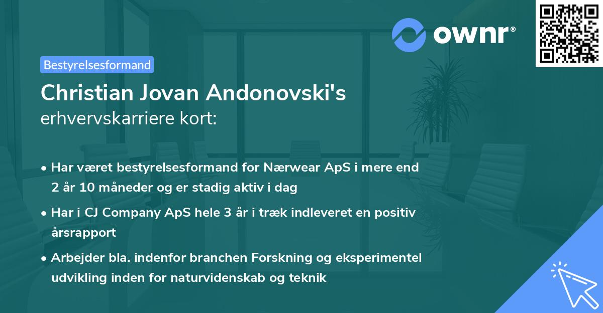 Christian Jovan Andonovski's erhvervskarriere kort