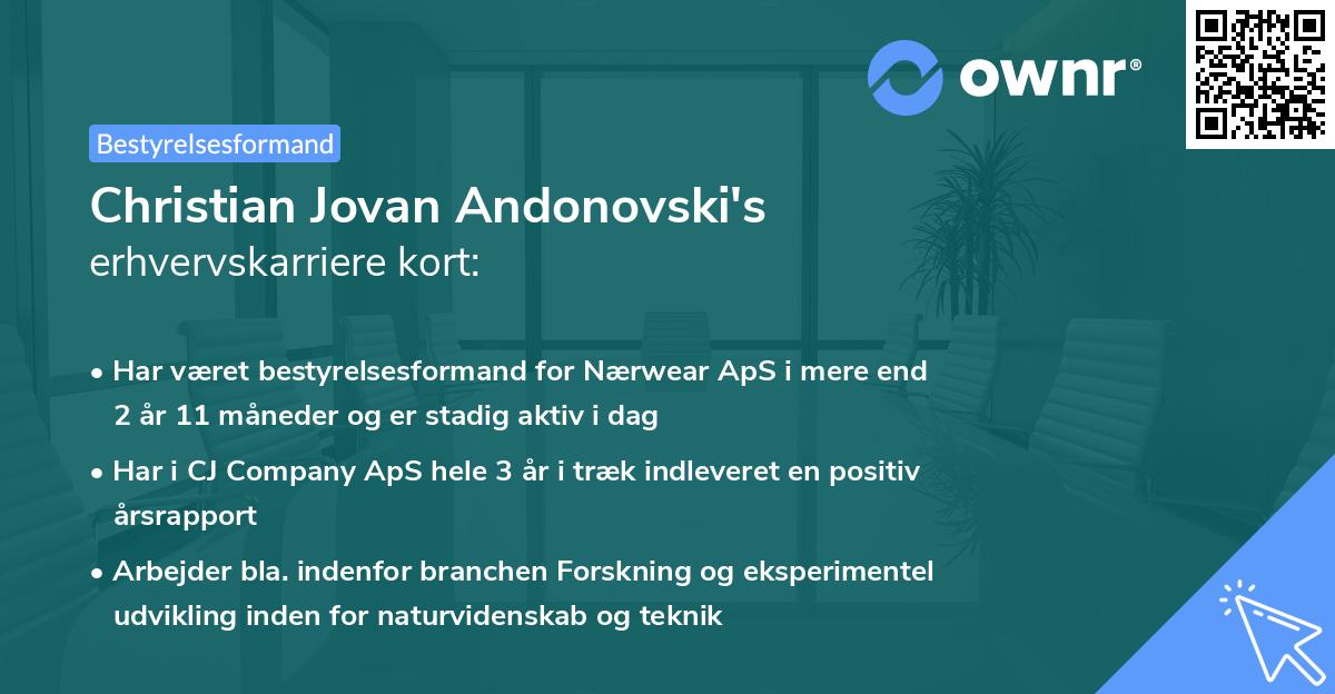 Christian Jovan Andonovski's erhvervskarriere kort