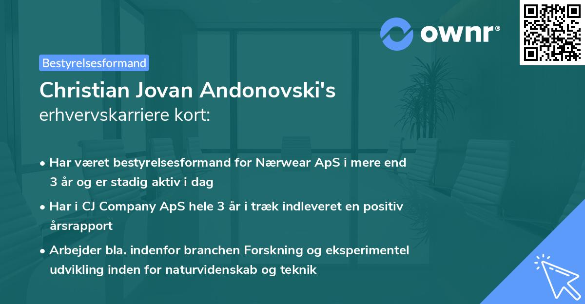 Christian Jovan Andonovski's erhvervskarriere kort