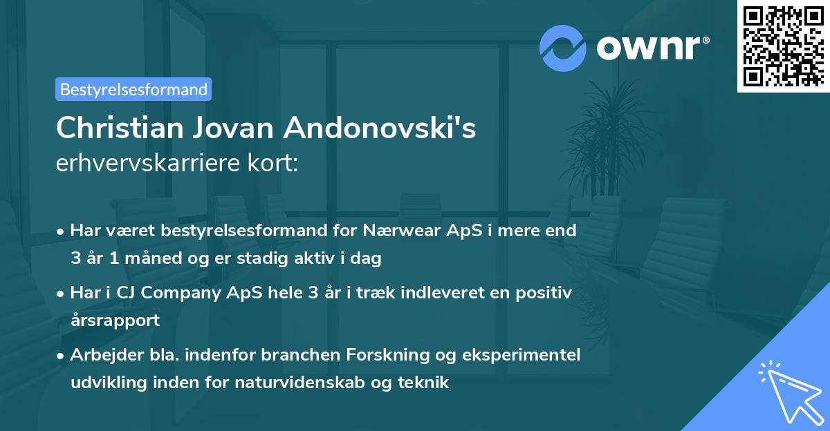 Christian Jovan Andonovski's erhvervskarriere kort