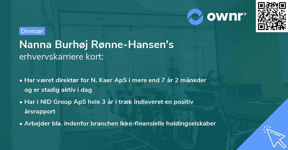 Nanna Burhøj Rønne-Hansen's erhvervskarriere kort