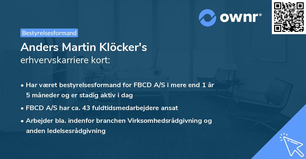 Anders Martin Klöcker's erhvervskarriere kort
