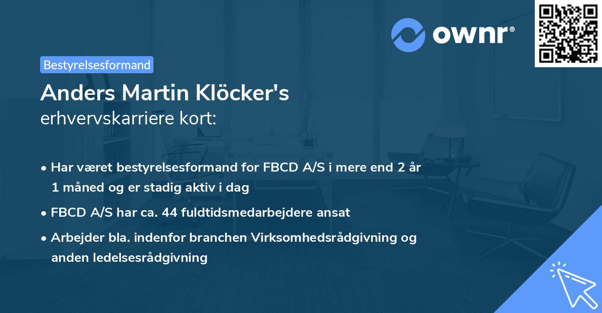 Anders Martin Klöcker's erhvervskarriere kort